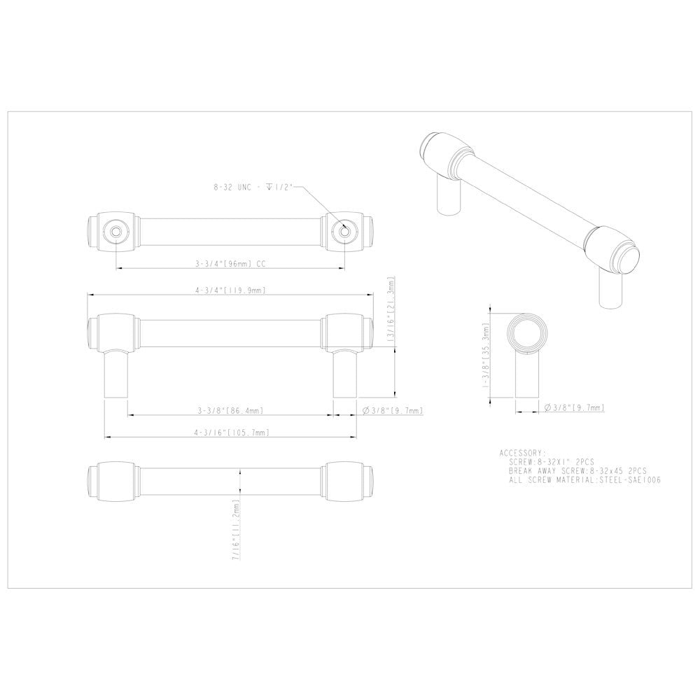96 mm Center-to-Center Satin Nickel Hayworth Cabinet Bar Pull