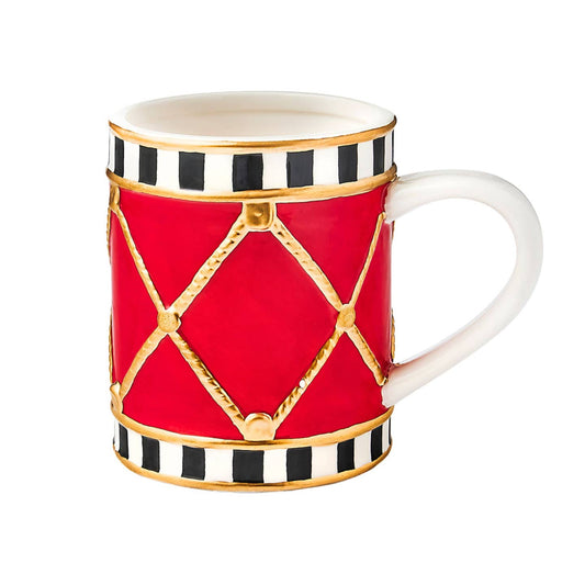Christmas Carousel Collection - Ceramic Christmas Checkered Drum Mug 16oz