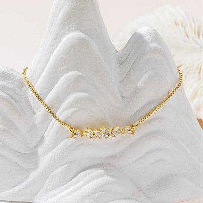 Zircon Flower Leaf Bracelet - Silver & Gold-plated Design for Women's Daily and Holiday Wear