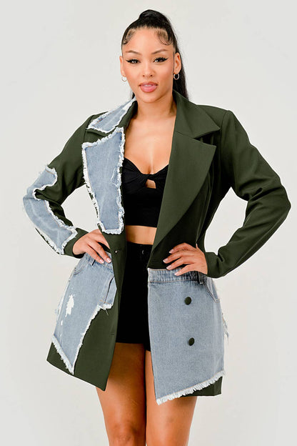 Athina Denim Mix Casual Blazer