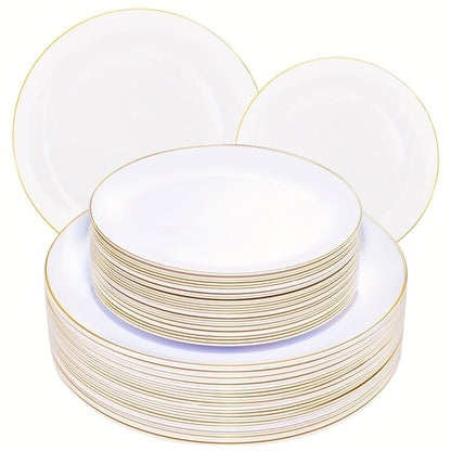 Elegant GoldTrimmed Disposable Plate Set for Events