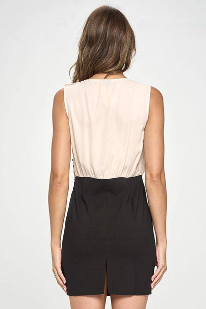 Sleeveless Two-Tone Draped Mini Dress | Apparel | Kitchen + Metal