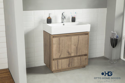 Romina 30" Messina Bathroom Vanity with Porcelain Top & Soft-Close Storage