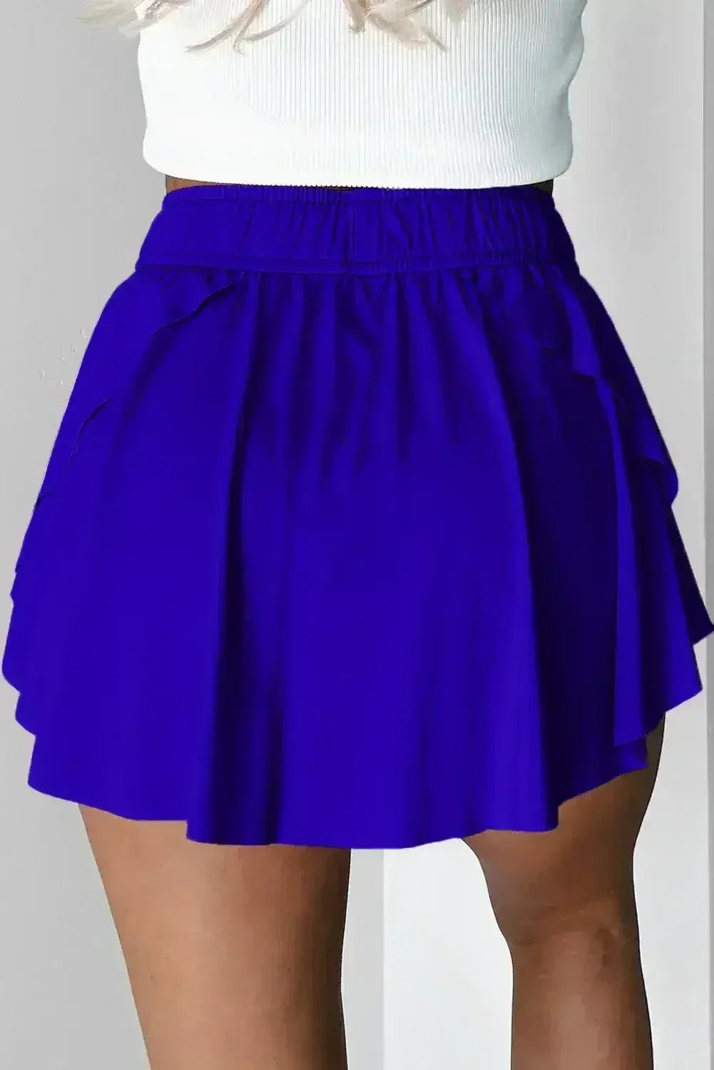 Light Green Drawstring High Waist Lined Tennis Skort