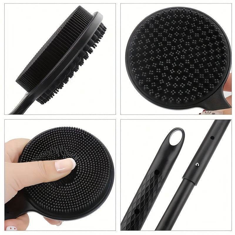 Ergonomic Long Handled Silicone Bath Brush Soft Bristles for Deep Cleaning