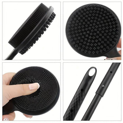 Ergonomic Long Handled Silicone Bath Brush Soft Bristles for Deep Cleaning