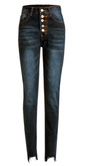 Spring Slim Fit High Waist 5-Piece Buckle Stretch Feet Pants-Foot Hole