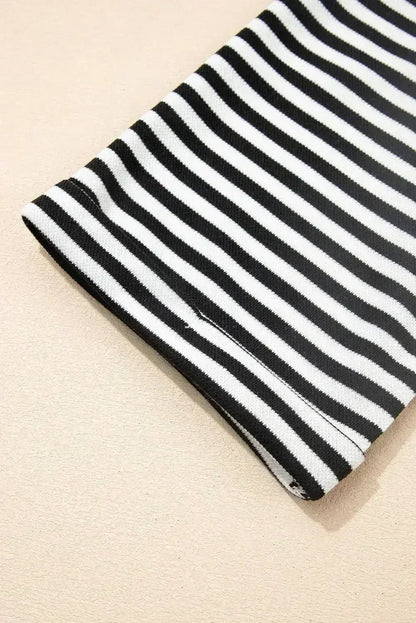 Black Stripe Bowknot Backless T-Shirt