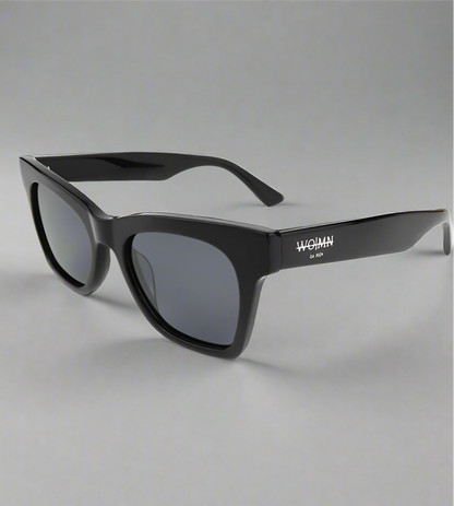 WO|MN Bold and sleek high quality square acetate frame sunglasses- black