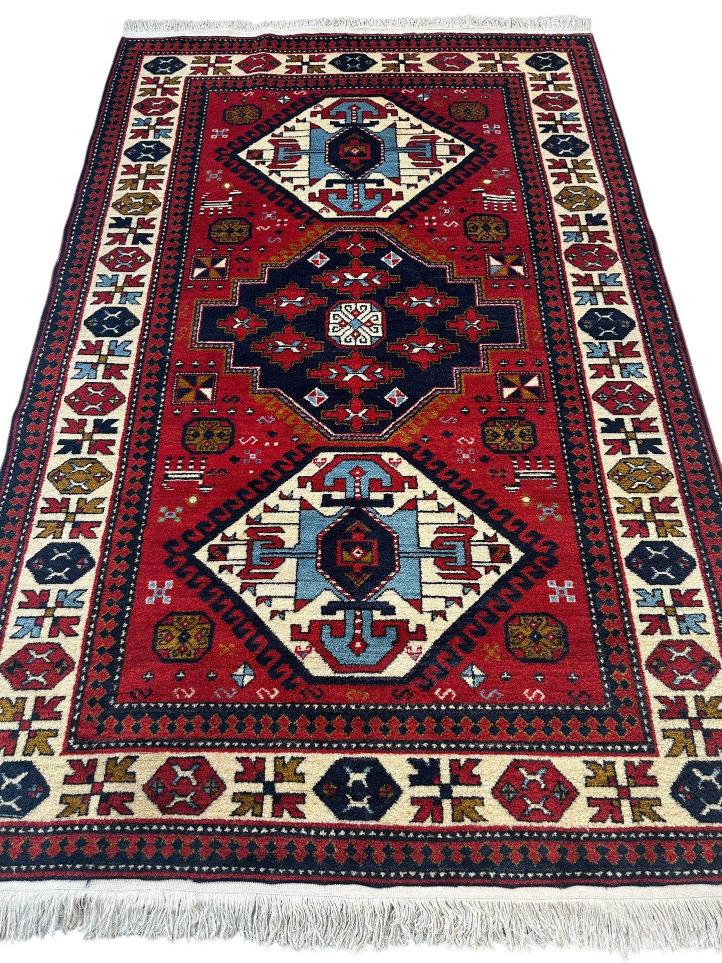 Armenian Yerevan Wool Rug – 4’6” x 6’11” – Hand-Knotted Geometric Design