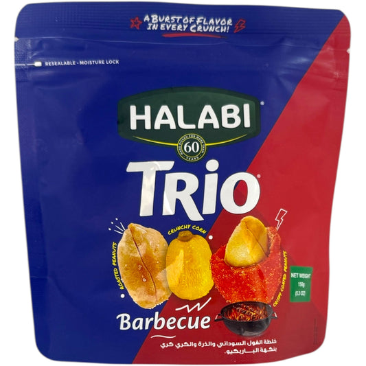 Halabi Trio Barbecue Peanuts - Crunchy, Savory Snack for Nut Lovers