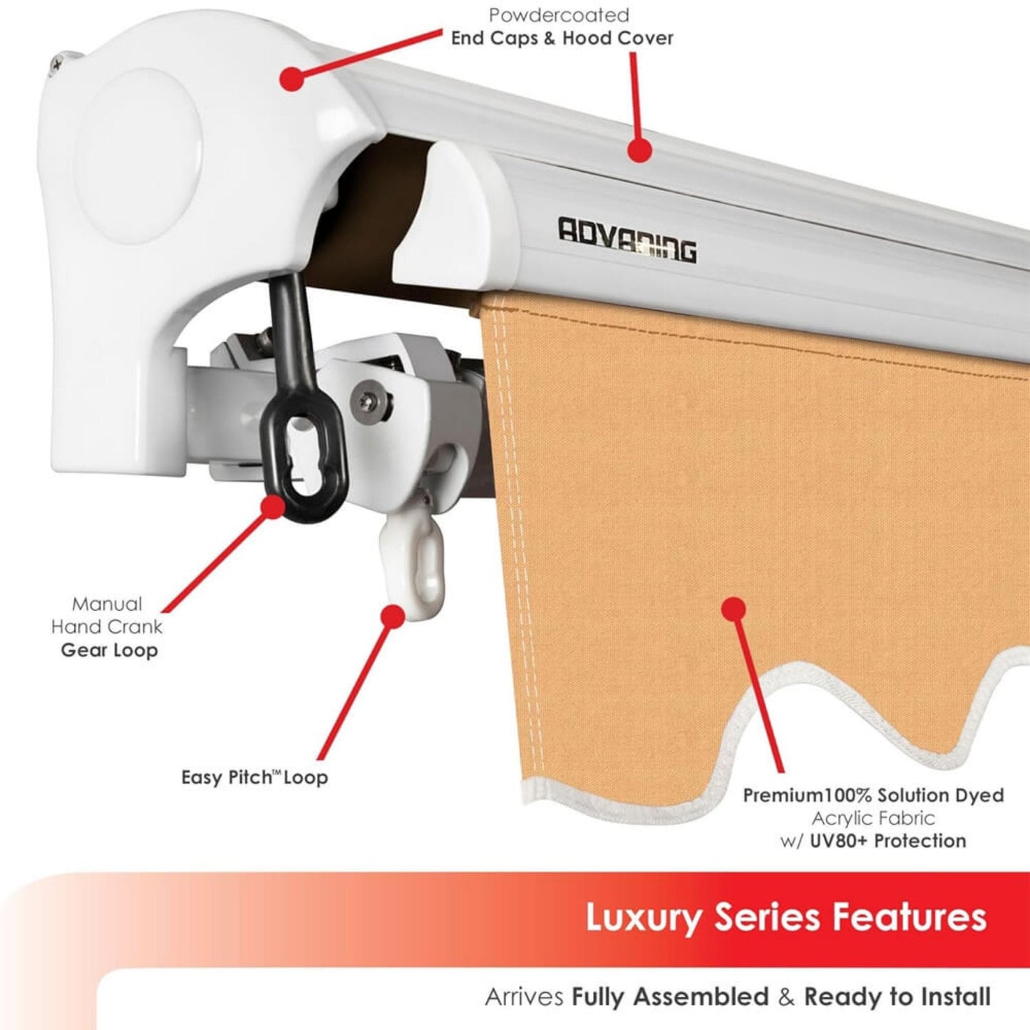 Advaning Luxury Series Fully Assembled Retractable Sun Shade Canopy Awning (SAK31549)