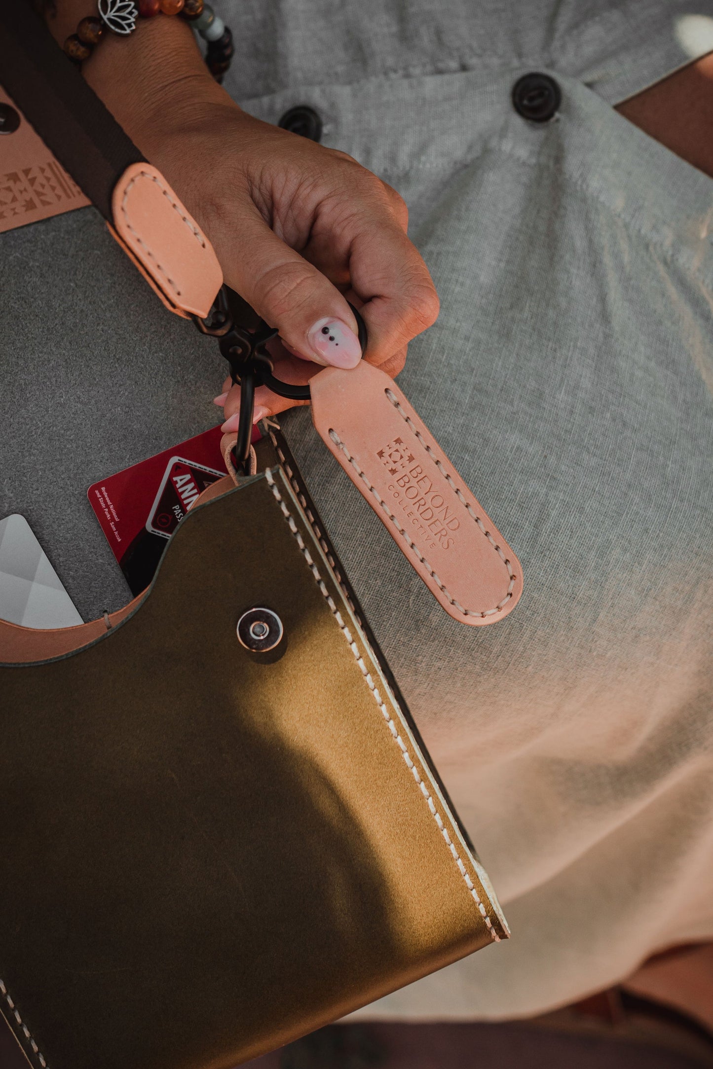 Giramondo Leather Crossbody Bag - Olive / Natural | Purses, Totes, & Wallets | Kitchen + Metal