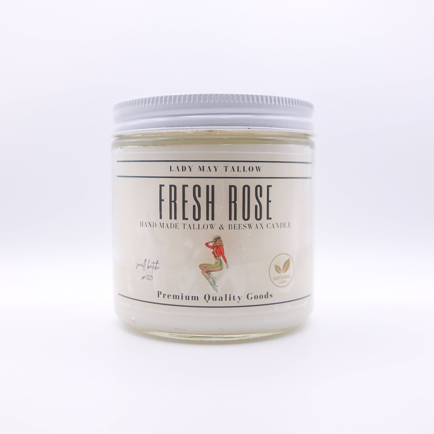 Fresh Rose Tallow & Beeswax Candle