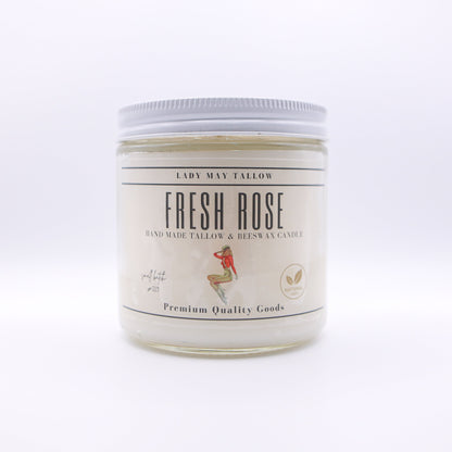 Fresh Rose Tallow & Beeswax Candle