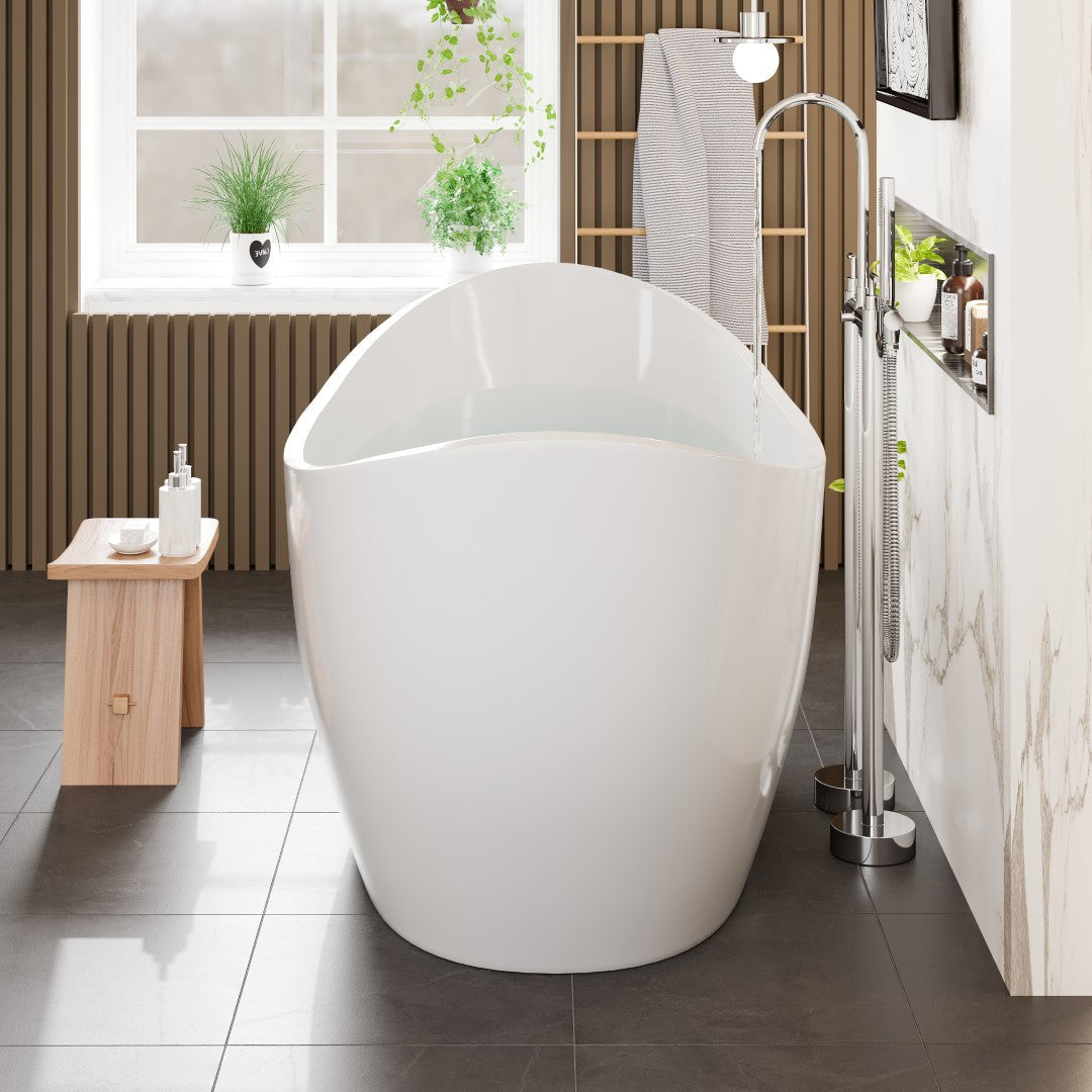 Eviva Bella Glossy White Acrylic Slipper Freestanding Bathtub