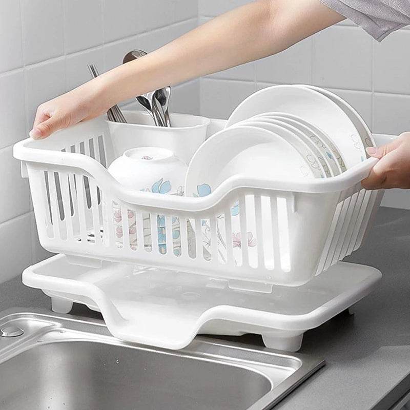 Dish Drying Rack with Drain Board | Kitchen Utensil Organizer