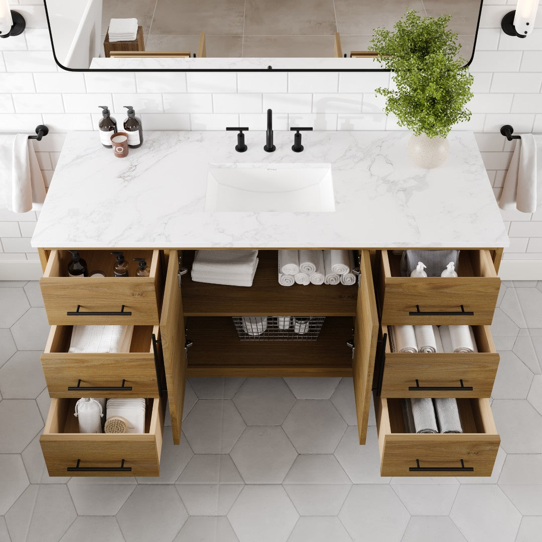 Eviva Graham Bath Vanity with Engineered Stone Top and Integrated Sink (30"-72")