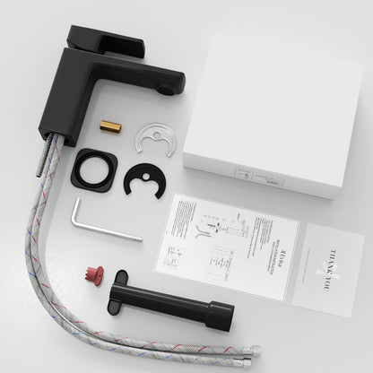 Eviva Lux Single-Handle Waterfall Single-Hole Bathroom Faucet with Deckplate Included in Matte Black