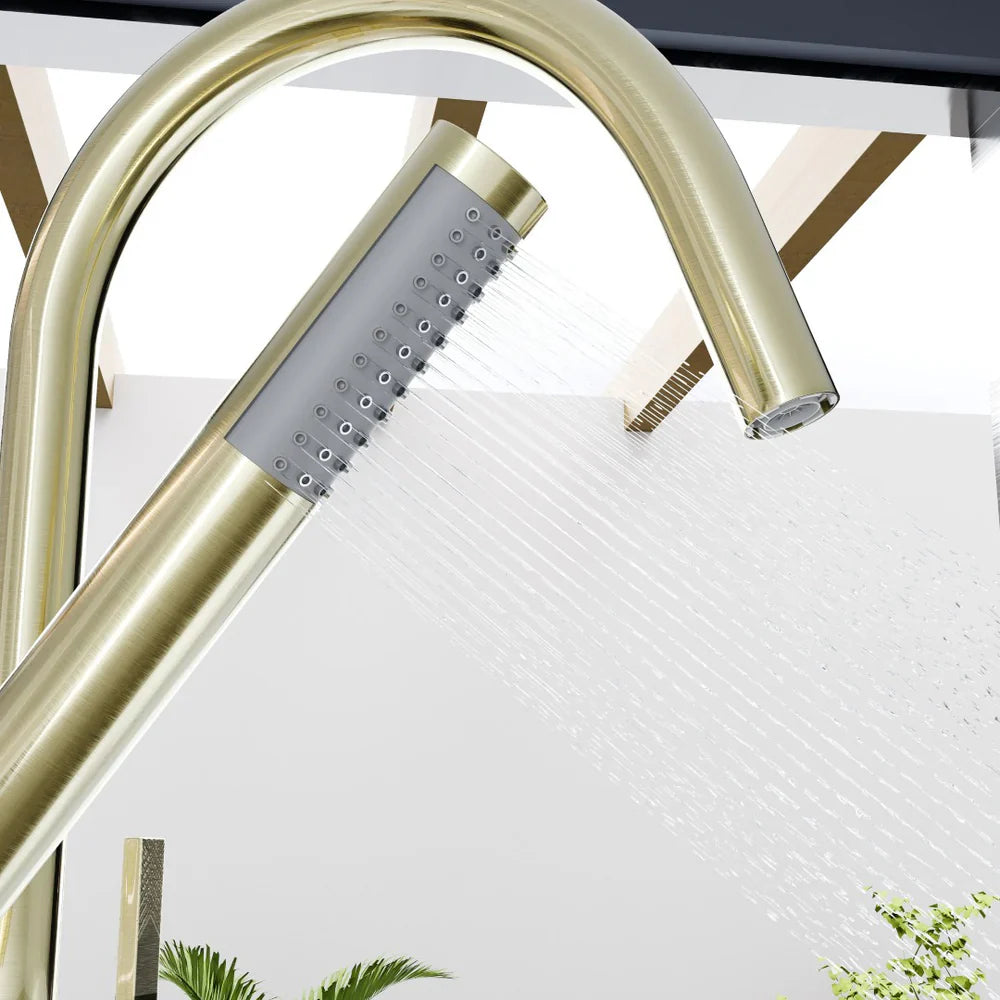 Eviva Modem Single-Handle Freestanding Tub Faucet with Hand Shower – Brushed   Gold
