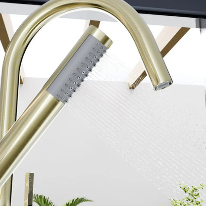 Eviva Modem Single-Handle Freestanding Tub Faucet with Hand Shower – Brushed   Gold