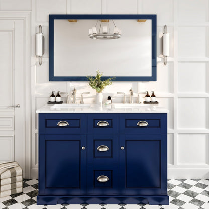 Eviva Acclaim 60" x 30" Rectangular Blue Wooden Framed Mirror
