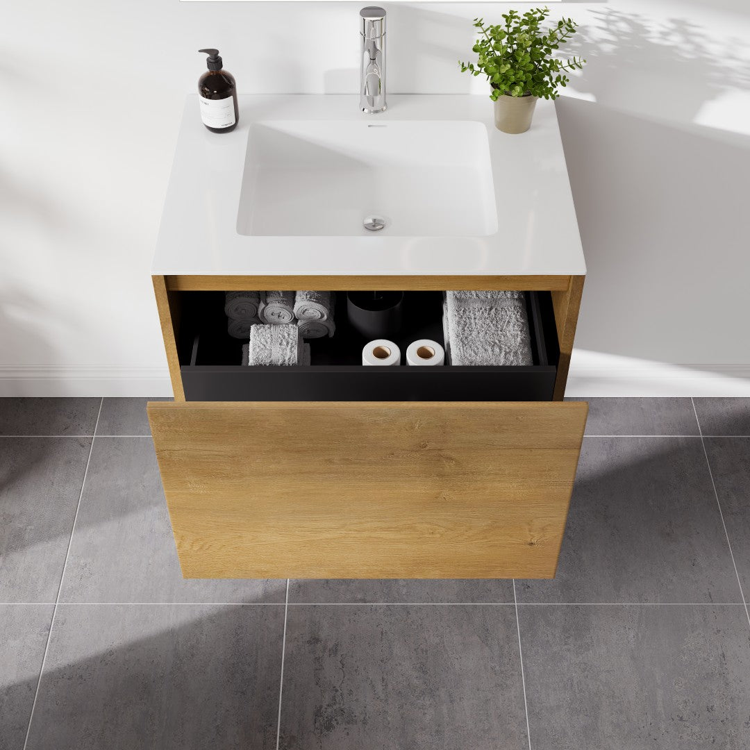 Eviva Madeira Wall Mount Bath Vanity with Acrylic Top and Integrated Sink (20"-48")