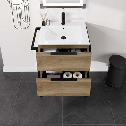 Eviva Marina Bath Vanity with Porcelain Top and Integrated Sink