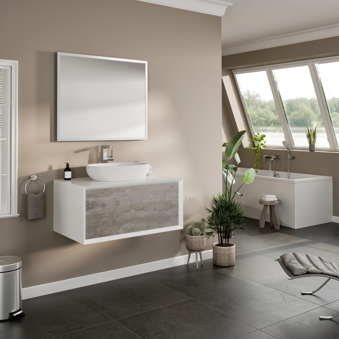 Eviva Vista Brushed Nickel Metal Framed Mirror