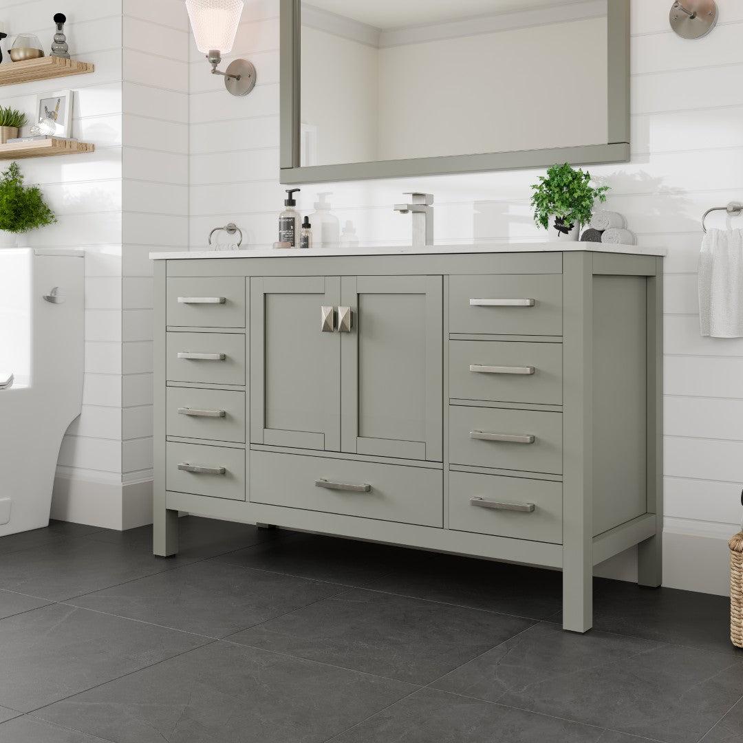 Eviva London Bath Vanity with Carrara Quartz Top and Undermount Porcelain Sink (20"-60")