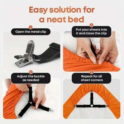 4-Piece Bed Sheet Holder Straps Set for Secure Mattress Fit