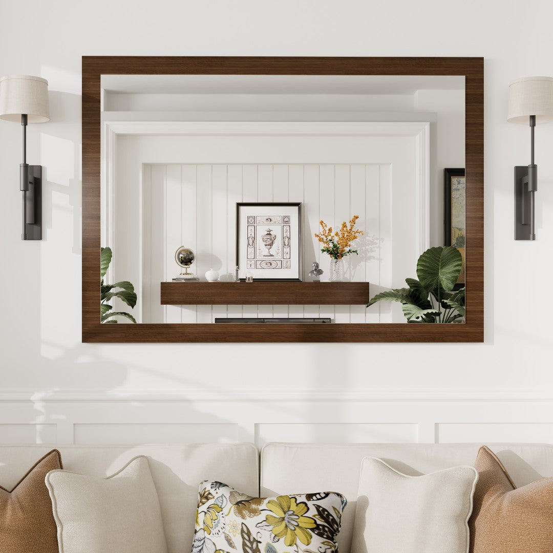 Eviva Reflection Gray Oak Wooden Framed Mirror
