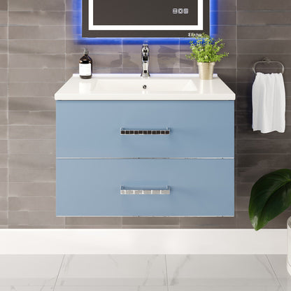 Eviva Daytona Wall Mount Bath Vanity with Porcelain Top and Integrated Sink