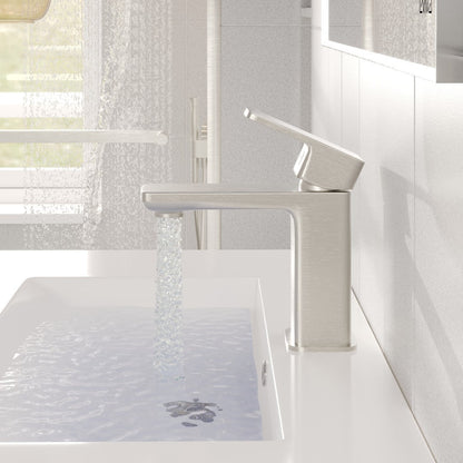 Eviva Lux Single-Handle Waterfall Single-Hole Bathroom Faucet with Deckplate included in Brushed Nickel