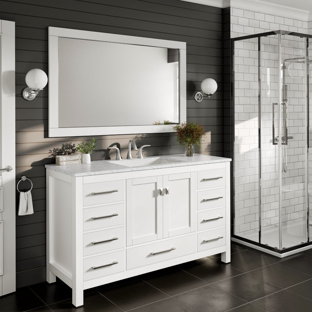 Eviva Aberdeen 72" x 30" Rectangular White Wooden Framed Mirror