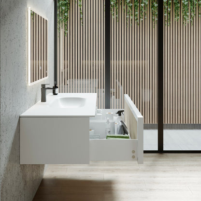 Eviva Nets Wall Mount Bath Vanity with Solid Surface Top and Integrated Sink (32"-44")