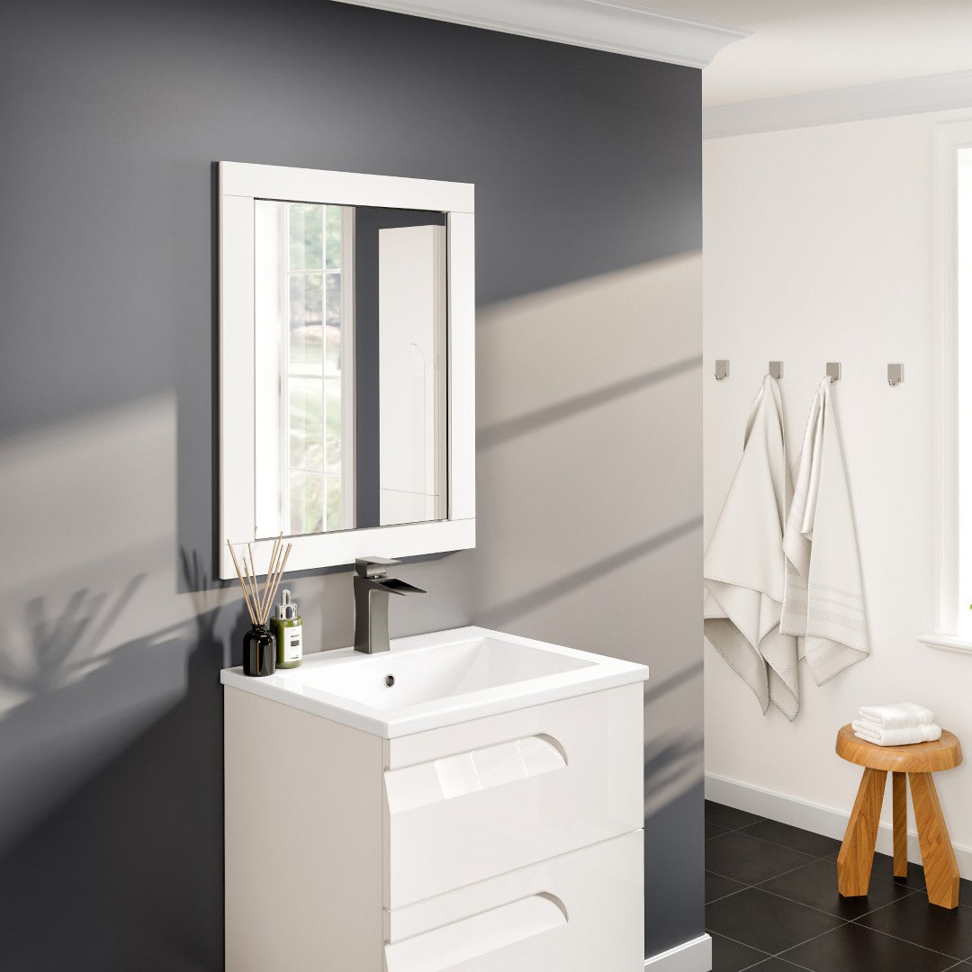 Eviva Aberdeen 72" x 30" Rectangular White Wooden Framed Mirror