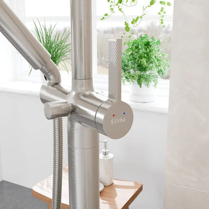 Eviva Modem Single-Handle Freestanding Tub Faucet with Hand Shower – Brushed Nickel