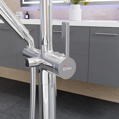 Eviva Modem Single-Handle Freestanding Tub Faucet with Hand Shower – Polished Chrome