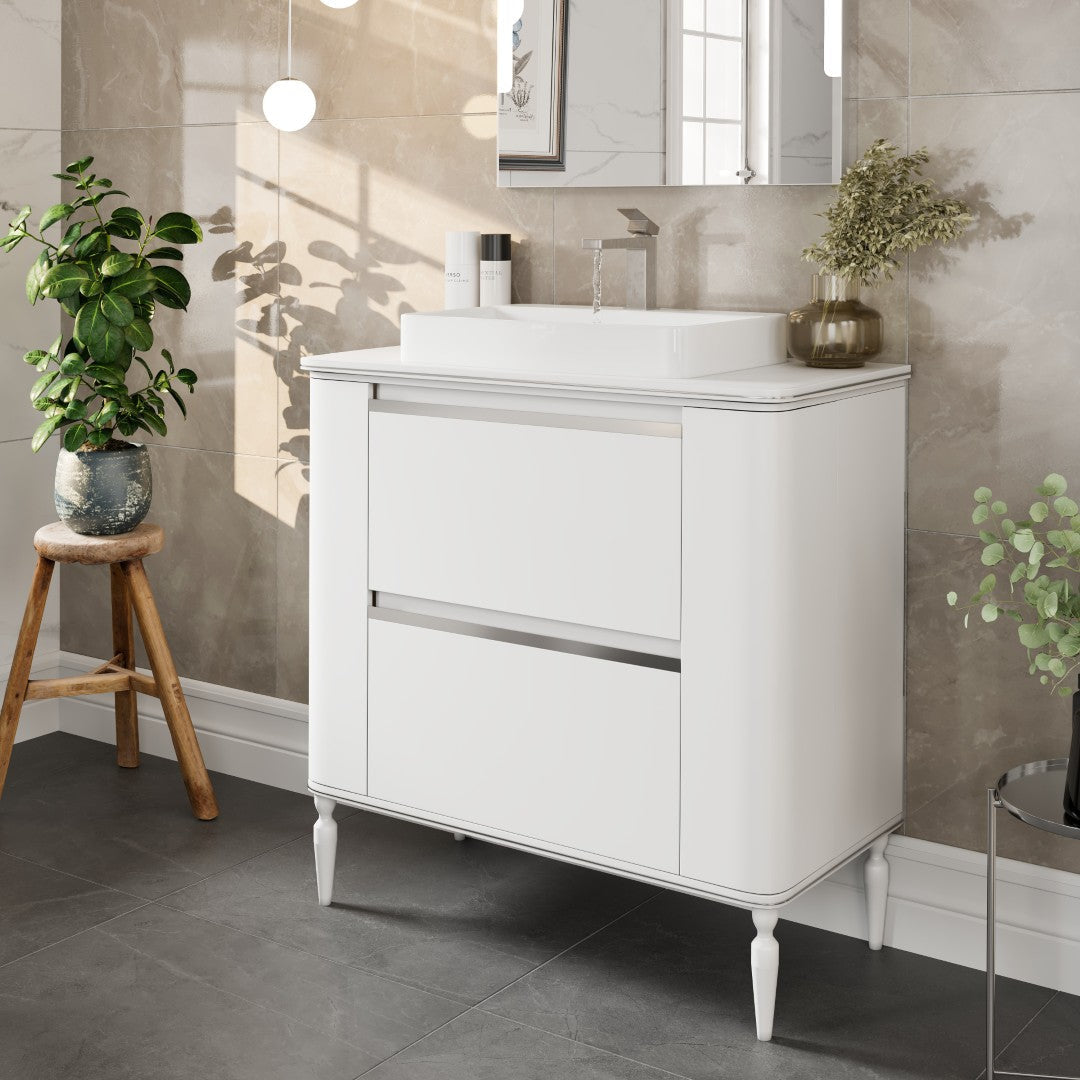 Eviva Bella Single-Handle Waterfall Single-Hole Bathroom Faucet with Deckplate Included in Brushed Nickel