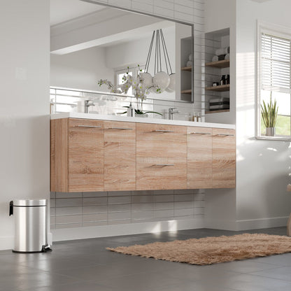 Eviva Axis Wall Mount Bath Vanity with Acrylic Top and Integrated Sinks