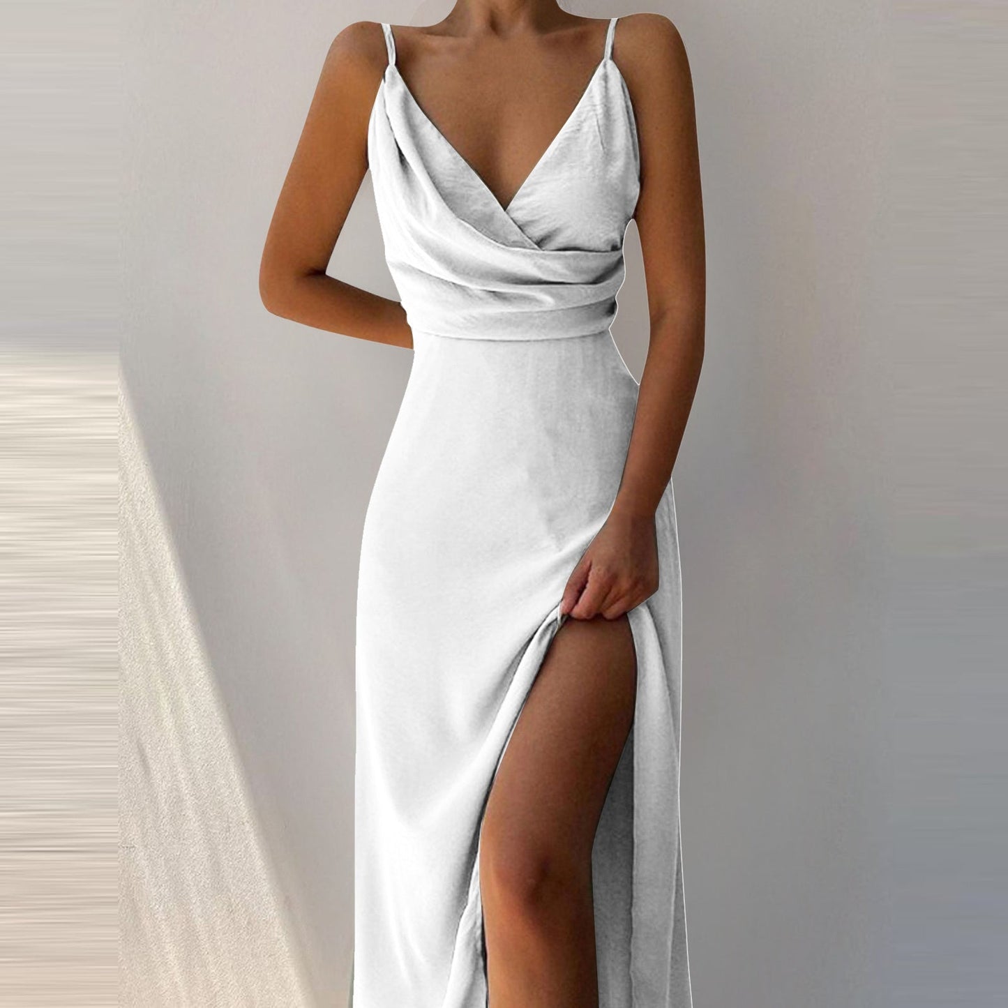 V-neck Slit Sling Dress - Summer Fashion Sexy Slim Suspender Dresses for Women