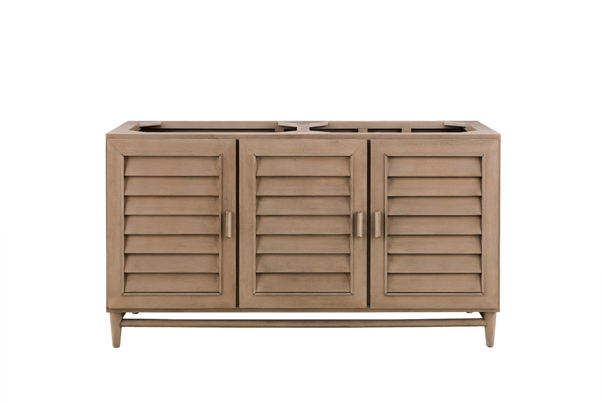 Portland 60" Double Vanity Cabinet, Whitewashed Walnut