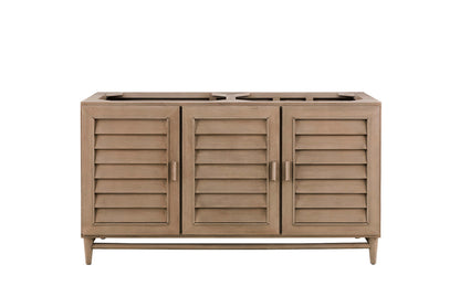 Portland 60" Double Vanity Cabinet, Whitewashed Walnut