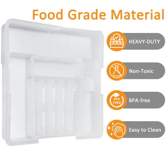 1pc Expandable Silverware Organizer with 2 Knife Blocks - BPA-Free