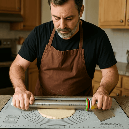 Adjustable Stainless Steel Rolling Pin – 43cm Dough & Fondant Roller with Thickness Rings for Baking & Cake Decorating