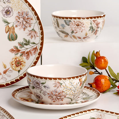 Elegant French Vintage Floral Ceramic Dinner Plate