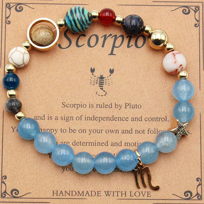 Twelve Constellations Bracelets - Natural Stone Beaded Bracelets with Eight Planet Designs