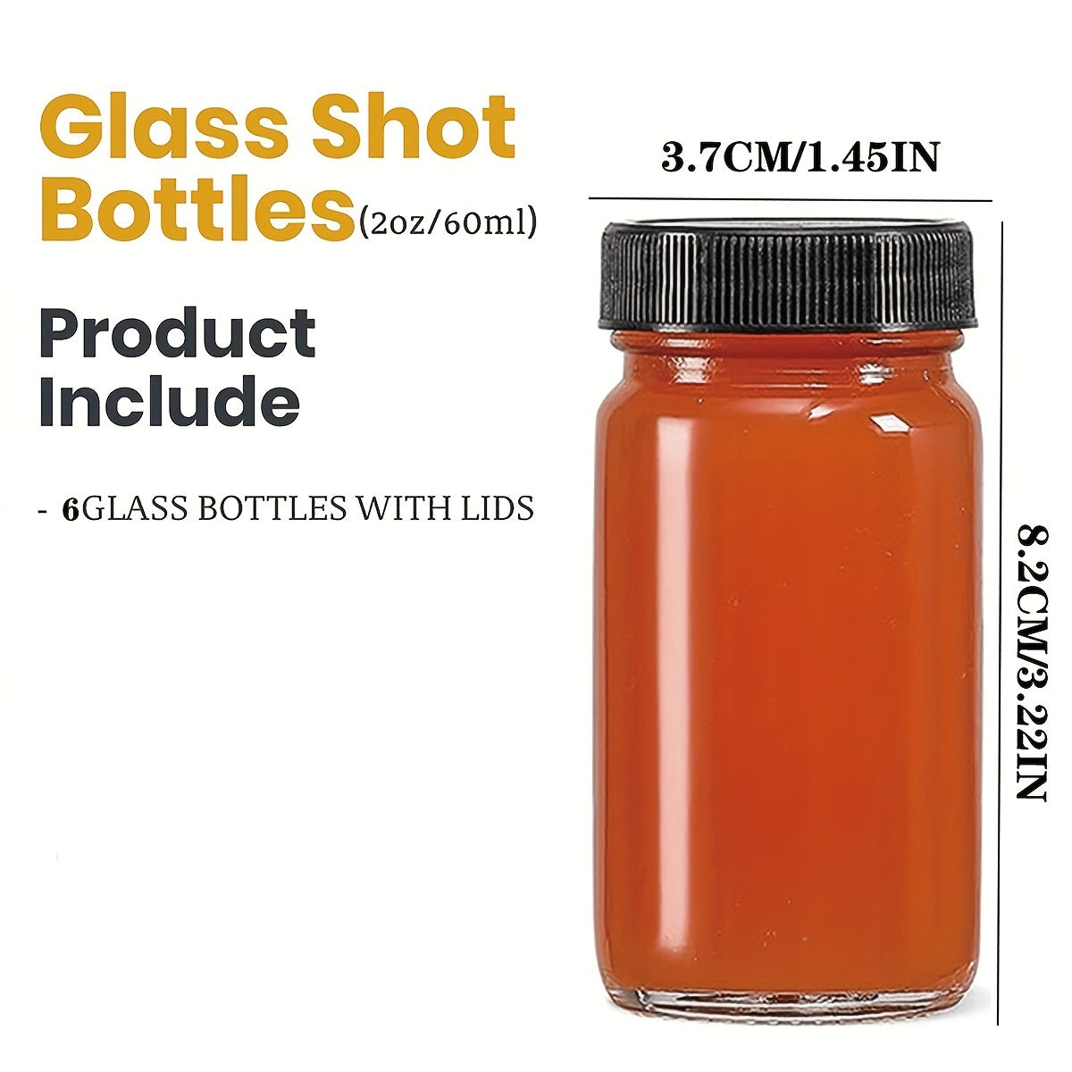 6Pack Mini Insulated Glass Shot Bottles with Lids