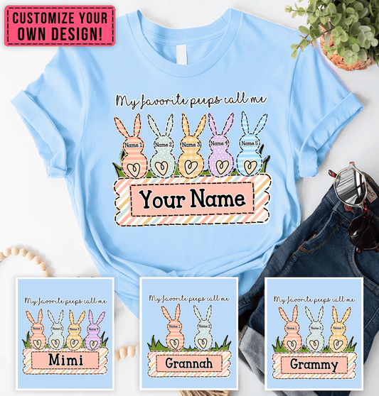 My Favorite Bunnies Call Me Grandma - Easter, Easter Sunday Personalized Custom T Shirt - Birthday, Loving, Funny Gift for Grandma/Nana/Mimi, Mom, Wife, Grandparent